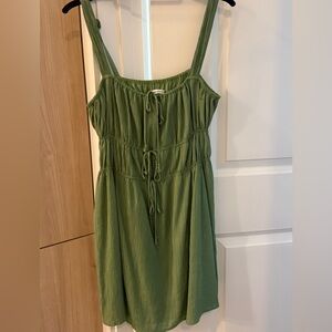 Abercrombie & Fitch Olive Green Tie-Front Midi Dress